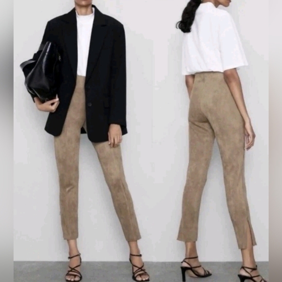 Zara Faux Suede Pants -(#1,403) - Picture 1 of 6
